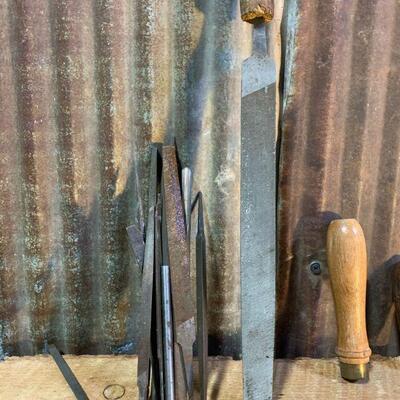 Vintage Tools - Small & large Files & Wood Handles