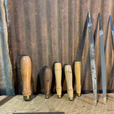 Vintage Tools - Small & large Files & Wood Handles