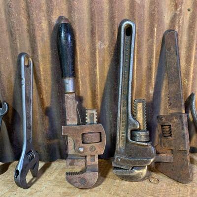 Vintage Tools - Pipe Wrenches, Open End & Pliers - QTY 17