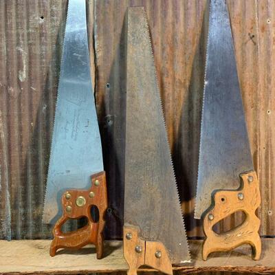 Vintage Tools - Saws Disston - QTY 3