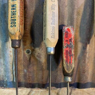Vintage Advertisement Ice Picks with Wood Handle - QTY 6