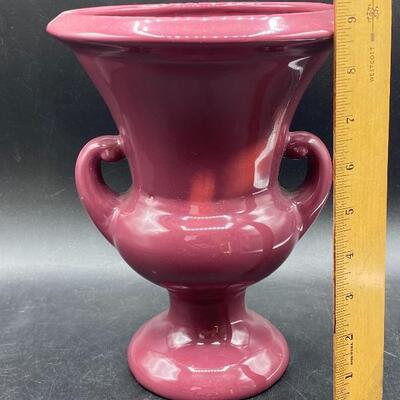 Newer Haeger Maroon Urn Vase Planter *Defects* #010-1120-00017