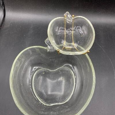 Vintage Glass Apple Chip & Dip Set in Original Box YD#011-1120-00097