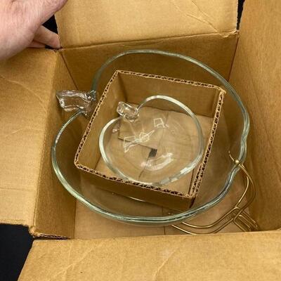Vintage Glass Apple Chip & Dip Set in Original Box YD#011-1120-00097