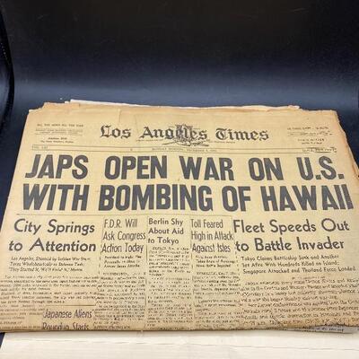 Three Vintage Los Angeles Times Headline Papers WWII & Soviet Union End