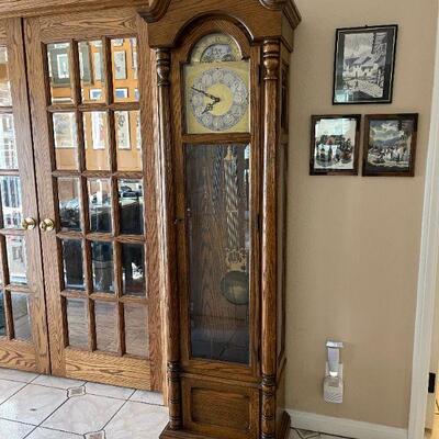 LOT 4 OAK GRANDFATHER CLOCK  by COLONIAL CONTEMPORARY DECORATOR 