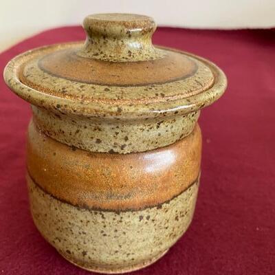 Lot 84 - Stoneware Pottery jar with lid