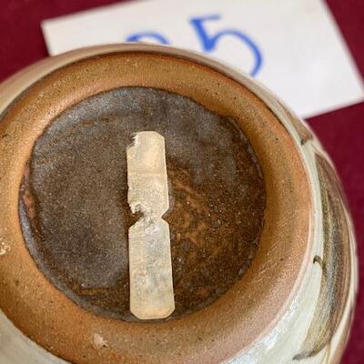 Lot 85 - Stoneware Pottery vase/Oil Lamp 