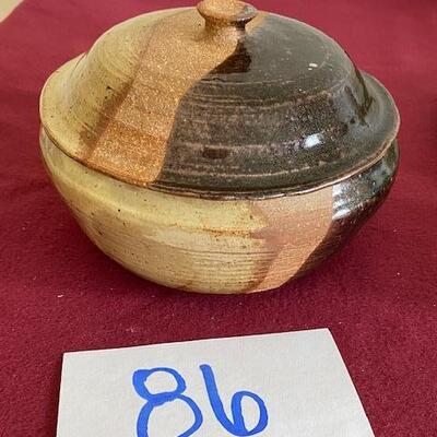 Lot 86 - Stoneware Pottery pot with lid
