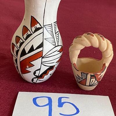 Lot 95 - Pottery Vase and basket