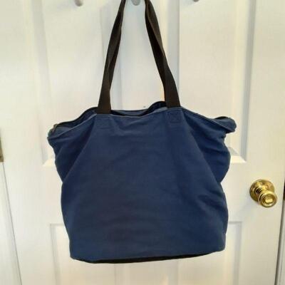 Navy Embroidered Canvas Tote with Mickey