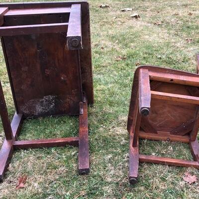 Lot 52 G: Antique Wooden School Desk & Chair
