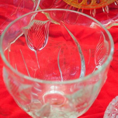 Lot 47 EAPG Cut crystal, Overlay Glass, Vintage soda maker , princess House