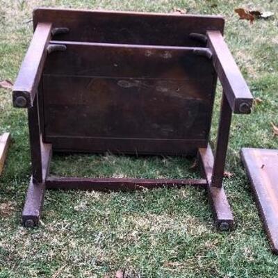 Lot 53 G: Antique Wooden School Desk, Chair & Extra Desktop