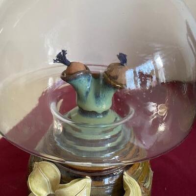 Lot 108 - Stoneware Pottery  Double Oil Lamp