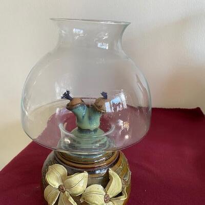 Lot 108 - Stoneware Pottery  Double Oil Lamp