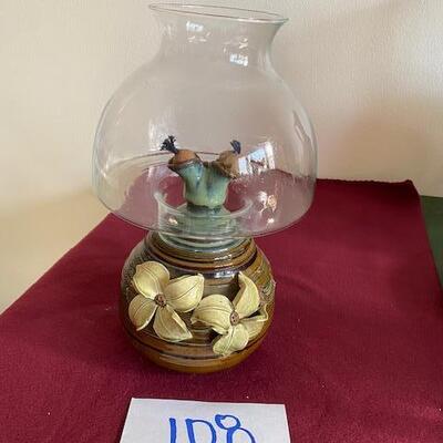 Lot 108 - Stoneware Pottery  Double Oil Lamp