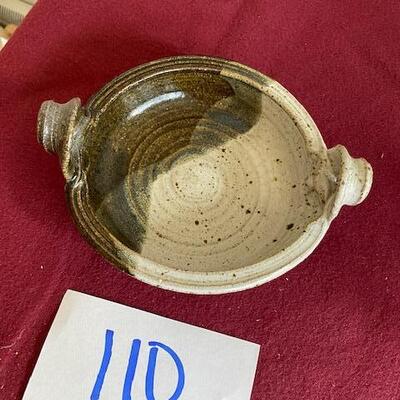 Lot 110 - Stoneware Pottery bowl with handles