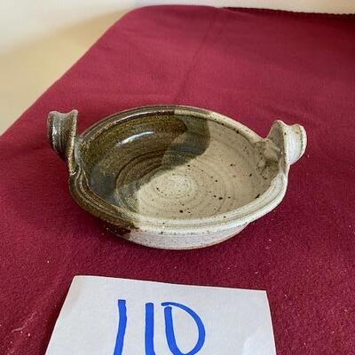 Lot 110 - Stoneware Pottery bowl with handles