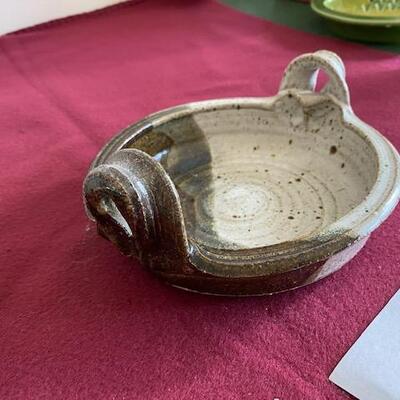 Lot 110 - Stoneware Pottery bowl with handles