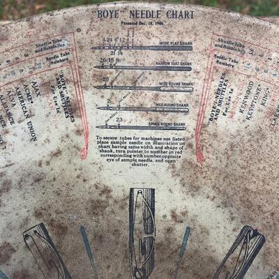 Lot 55 G: Antique Boyle Needle Co. Case & Sears Sewing Machine Table
