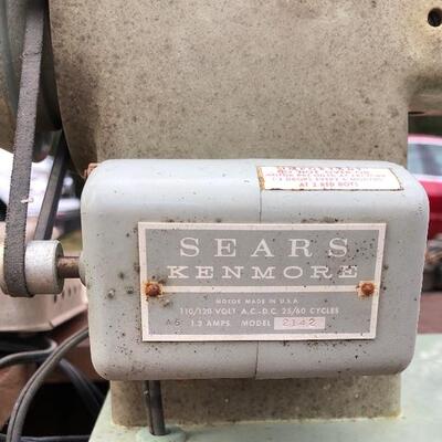 Lot 55 G: Antique Boyle Needle Co. Case & Sears Sewing Machine Table