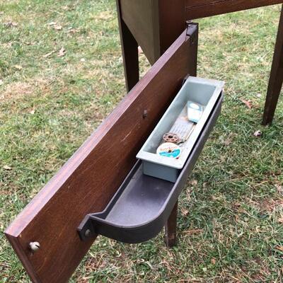 Lot 55 G: Antique Boyle Needle Co. Case & Sears Sewing Machine Table