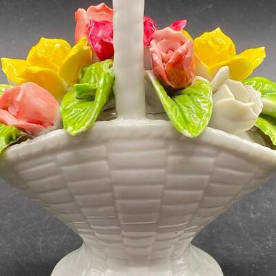 Colorful Porcelain Flower Basket Figurine YD#012-1120-00104
