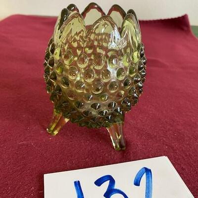 Lot 132 - Fenton Olive Glass 3 legged dish