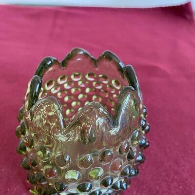 Lot 132 - Fenton Olive Glass 3 legged dish