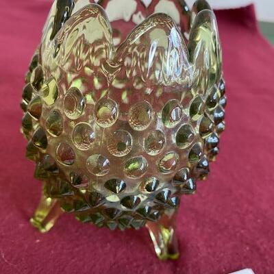 Lot 132 - Fenton Olive Glass 3 legged dish
