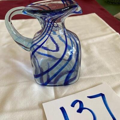 Lot 137 - Art Glass, handblown Pitcher