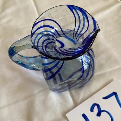 Lot 137 - Art Glass, handblown Pitcher