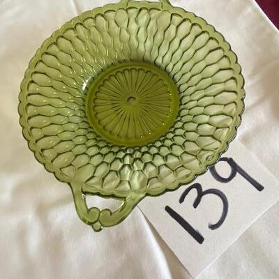 Lot 139 - Depression Glass, Olive Green handled bowl