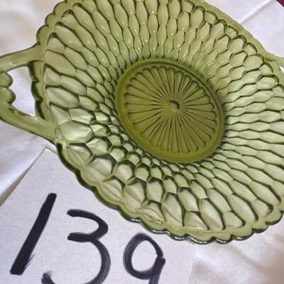 Lot 139 - Depression Glass, Olive Green handled bowl