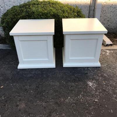 Pair of White Storage Cube Tables or Stools YD#020-1220-00045