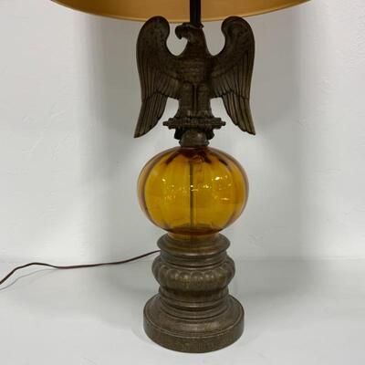 .142. VINTAGE | Amber Glass Eagle Lamp