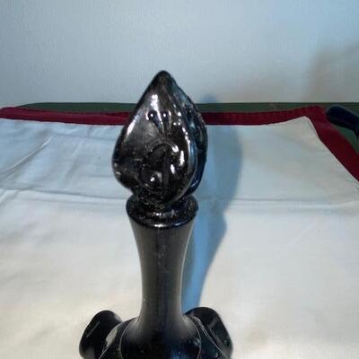 Lot 162 - Fenton Black ruffled Bell with handpainted flowers