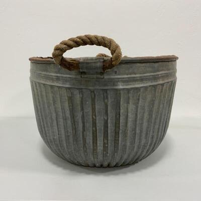 .150. FARM FRESH | Large Galvanized Bushel Basket