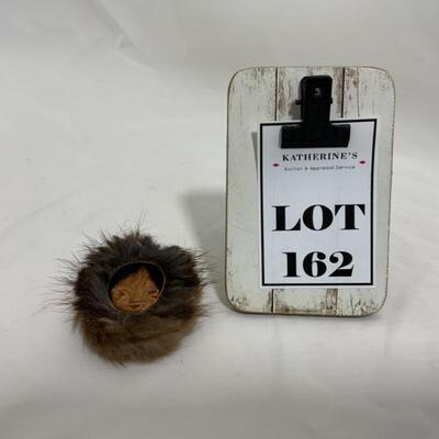 .162. VINTAGE | Native Alaskan Made | Wood and Fur Eskimo Pin