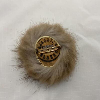 .162. VINTAGE | Native Alaskan Made | Wood and Fur Eskimo Pin