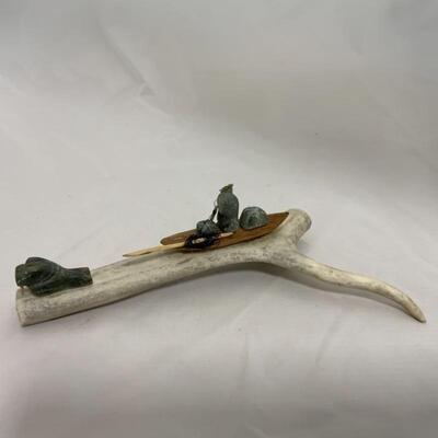 .163. VINTAGE | Native Alaskan Made | Antler & Soapstone Carving