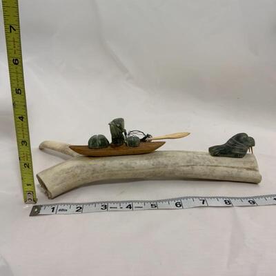 .163. VINTAGE | Native Alaskan Made | Antler & Soapstone Carving