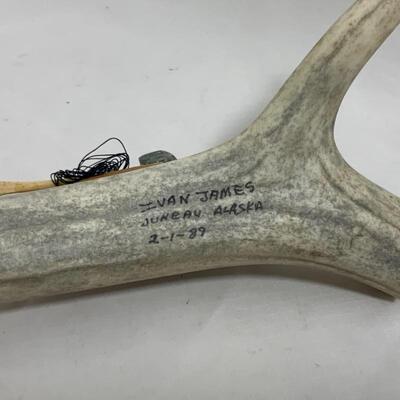.163. VINTAGE | Native Alaskan Made | Antler & Soapstone Carving