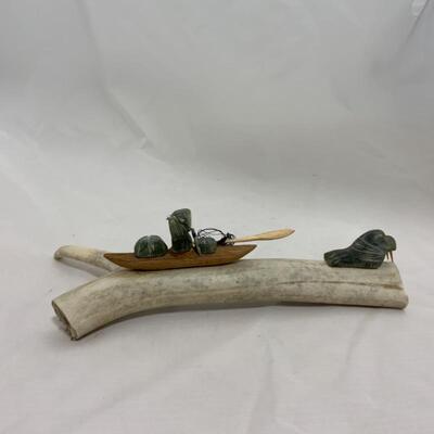 .163. VINTAGE | Native Alaskan Made | Antler & Soapstone Carving