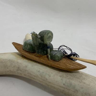 .163. VINTAGE | Native Alaskan Made | Antler & Soapstone Carving