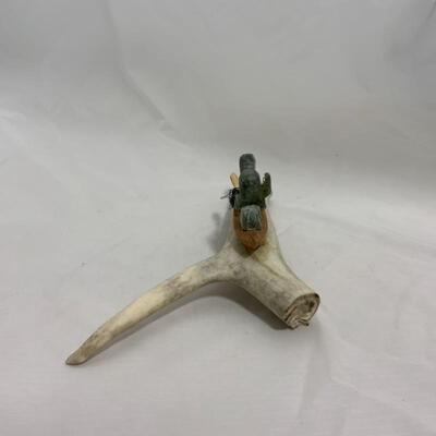 .163. VINTAGE | Native Alaskan Made | Antler & Soapstone Carving