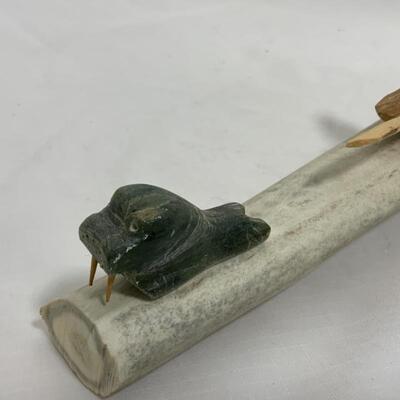 .163. VINTAGE | Native Alaskan Made | Antler & Soapstone Carving