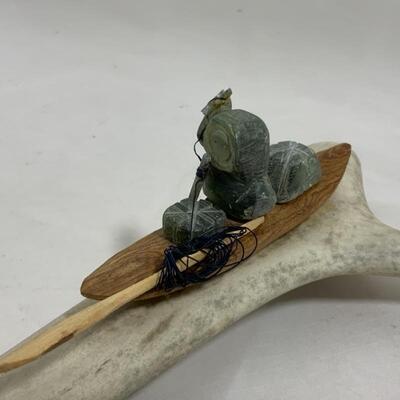.163. VINTAGE | Native Alaskan Made | Antler & Soapstone Carving