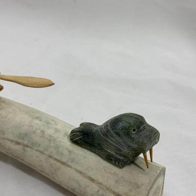 .163. VINTAGE | Native Alaskan Made | Antler & Soapstone Carving